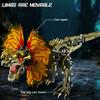 Non-Toxic New Dilophosaurus Building Blocks Mechanical Dinosaur Model Kit With Light And Linkage Motion Jurassic Animal Christmas Gifts