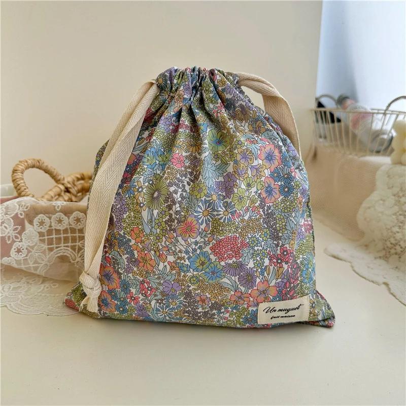 1pcs Forest Style Handmade Floral Cotton Drawstring Bag Vintage Storage Pouch for Underwear Travel Organizer Pouch 1550₽