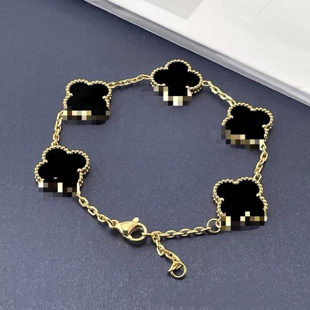 

Браслет из 15-миллиметрового четырехлистного клевера на удачу для женщин, новый модный браслет с боковыми канавками, женский браслет 18 карат, не тускнеющий