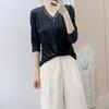 Autumn New Brand Counters Fashion Temperament Velvet V-neck Simple Long Sleeve Velvet Small Shirt