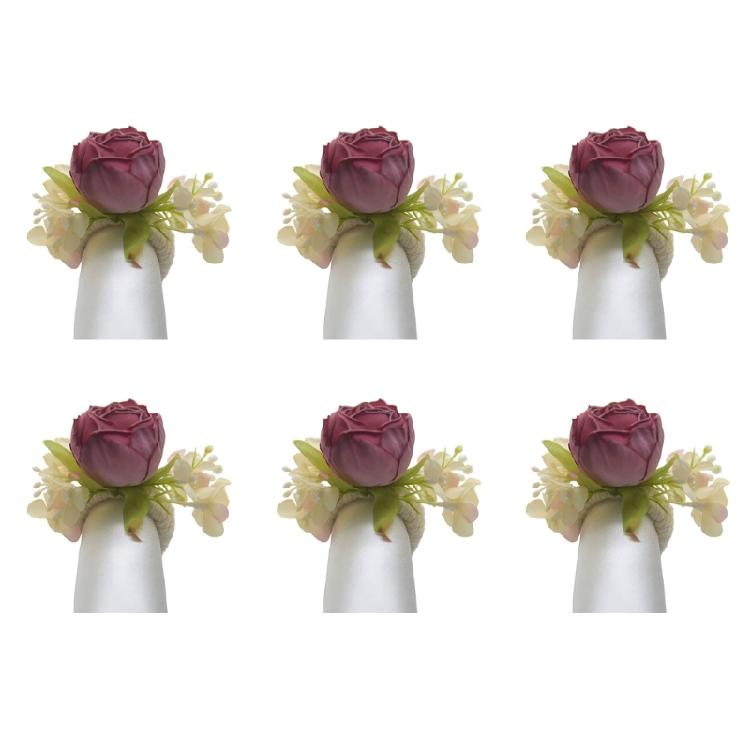 Pack of 6 Realistic Flower Napkin Rings Table Decorations for Wedding Banquets