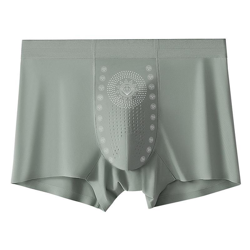 Antibacterial Ice Silk Seamless Men's Summer Boxer Briefs - Comfortable One-Piece Underwear for Men and Boys