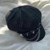 Japanese Beret Hat with Chain Belt for Female Girl  Newsboys Hat Chauffeur Hat Punk Outdoor Hiphop Dance Hat