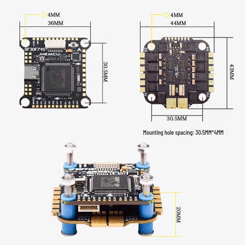Jinhang F745 FPV Flight Controller & 60A 4-in-1 ESC Stack