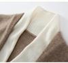 Autumn-Winter Women's V-neck Color Block Cashmere Cardigan - Elegant Two-Piece Knit Sweater