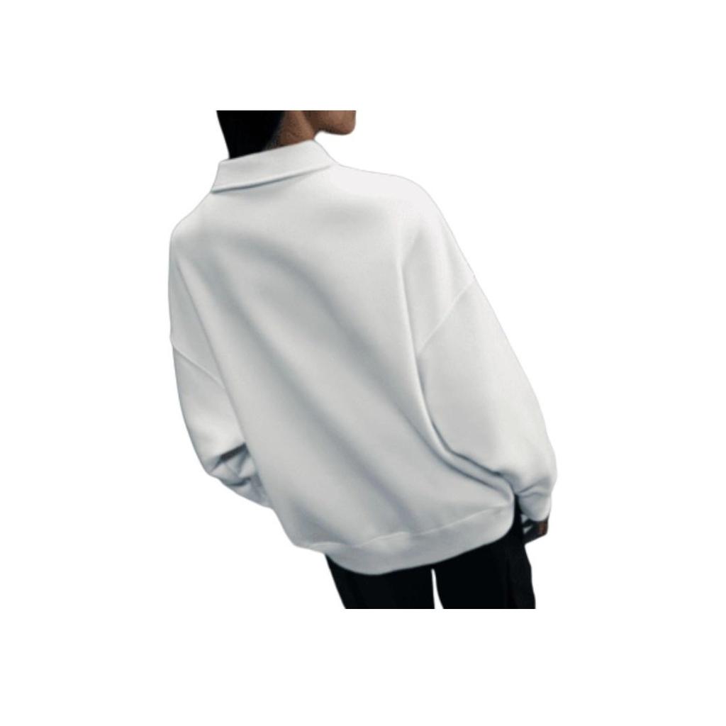 Nike Logo Loose Fit Long Sleeve Polo Shirt Women tops White FZ3208-133