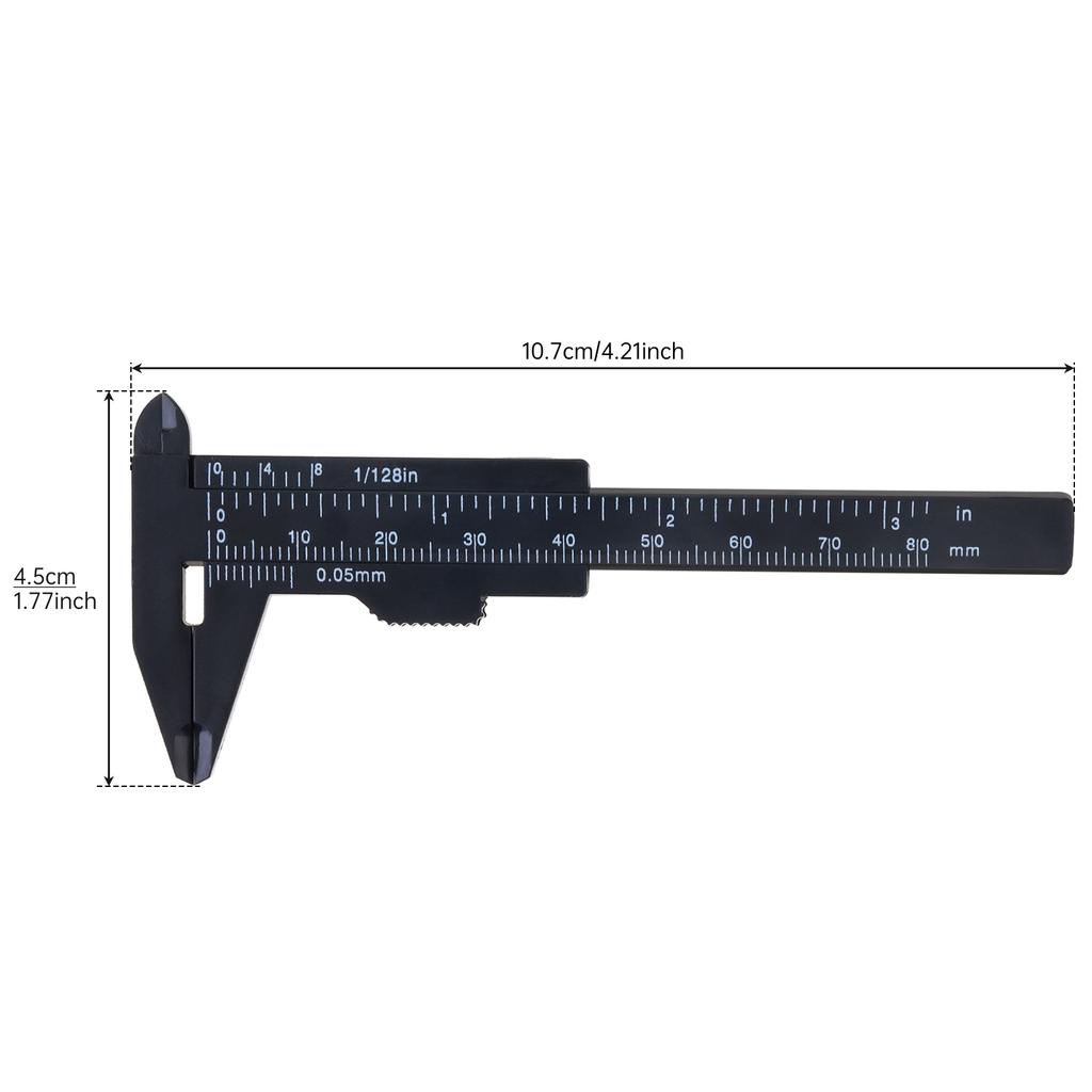 0-80 Mm / 0-3 Inch Metric & Imperial Scale Black / Blue / Red Plastic Vernier Caliper For Carpentry / Jewelry Measuring / Student, Mini Measuring Tool