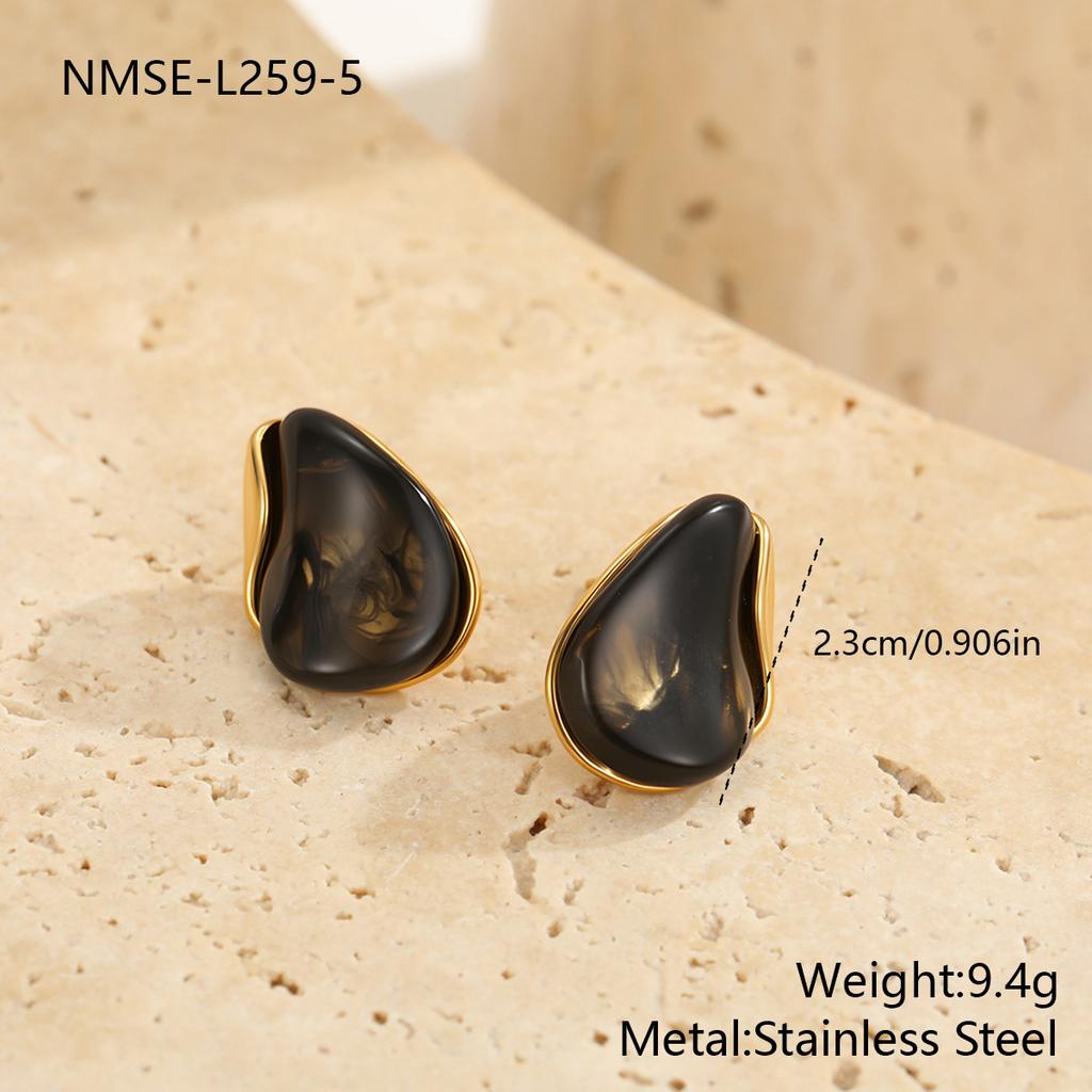 Color Retro Amber Resin K Gold Earrings French Light Luxury ins Premium Maillard Stud Earrings Women