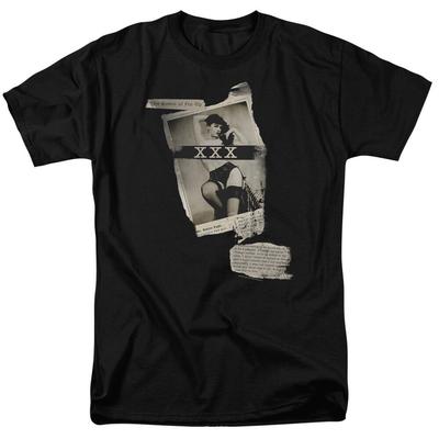 Bettie Page Newspaper XXX T Shirt Licensed 1950's Pin Up Girl Model Tee Black