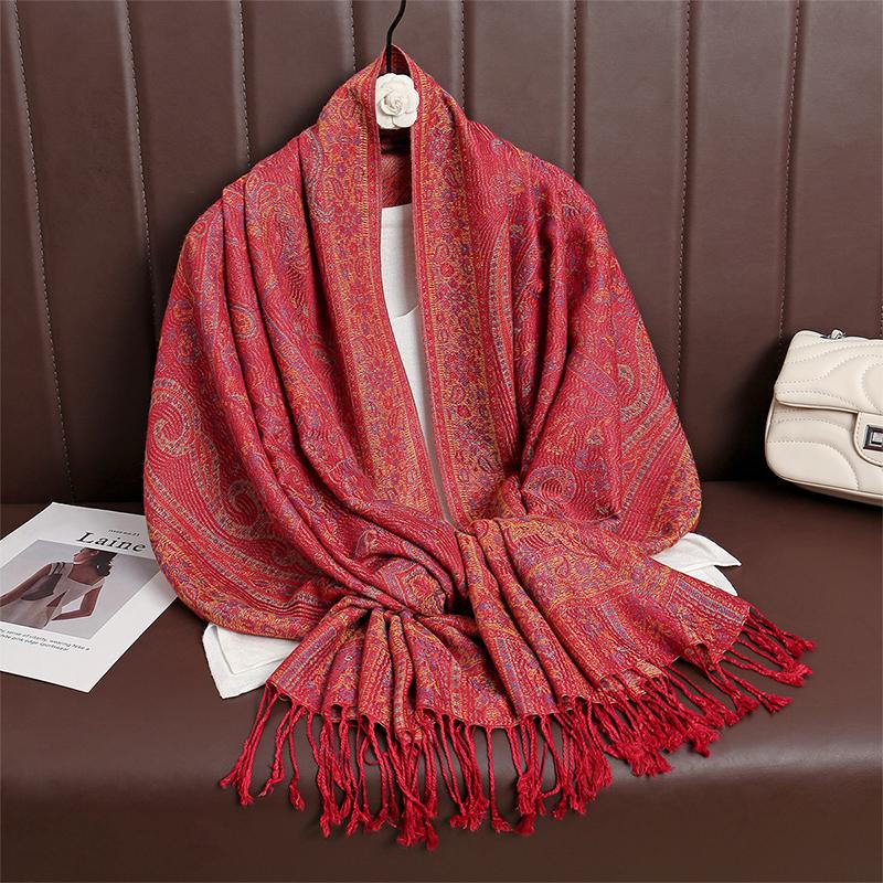 Women Paisley Scarf Cashmere Feeling Pashmina Shawls Tassel Hijab Head Wraps Femme Winter Scarves Foulard Bufanda