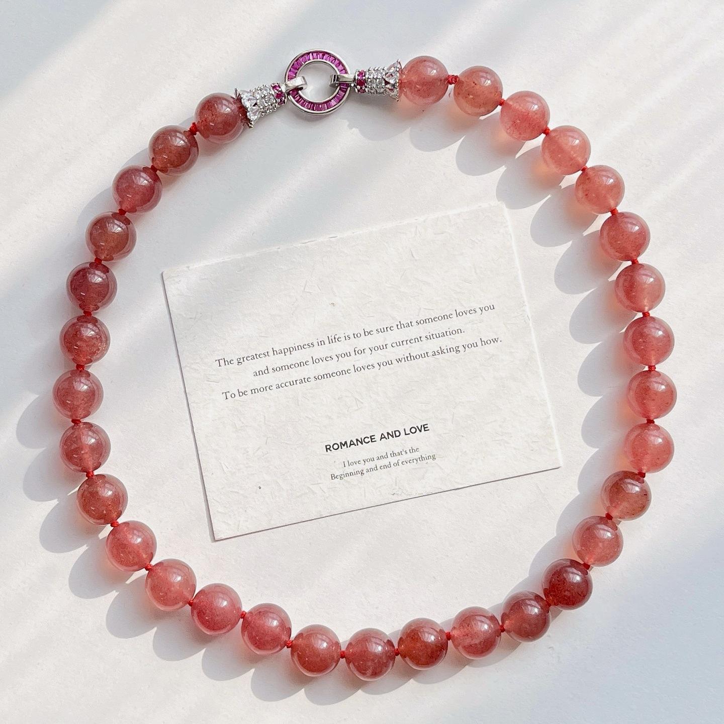 Haute Couture 12Mm High Quality Pigeon Blood Strawberry Crystal Basic Necklace Collarbone Chain