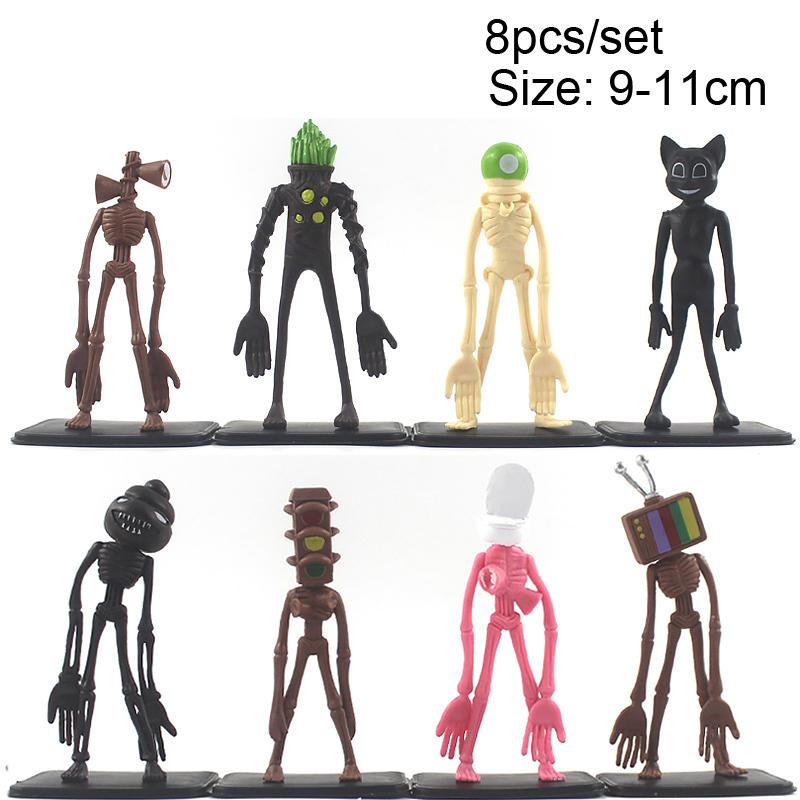 New 8pcs Siren Head Cosplay Action Figures Cartoon Sirenhead Figurines Urban Legendary Foundation Models Horror Scary Halloween