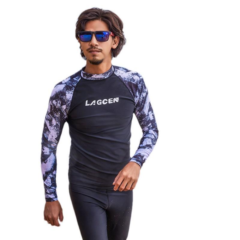 Mens UV Protection Rash Guard Long Sleeve Swimwear Diving Snorkeling Surfing Water Sports Quick Dry Nylon