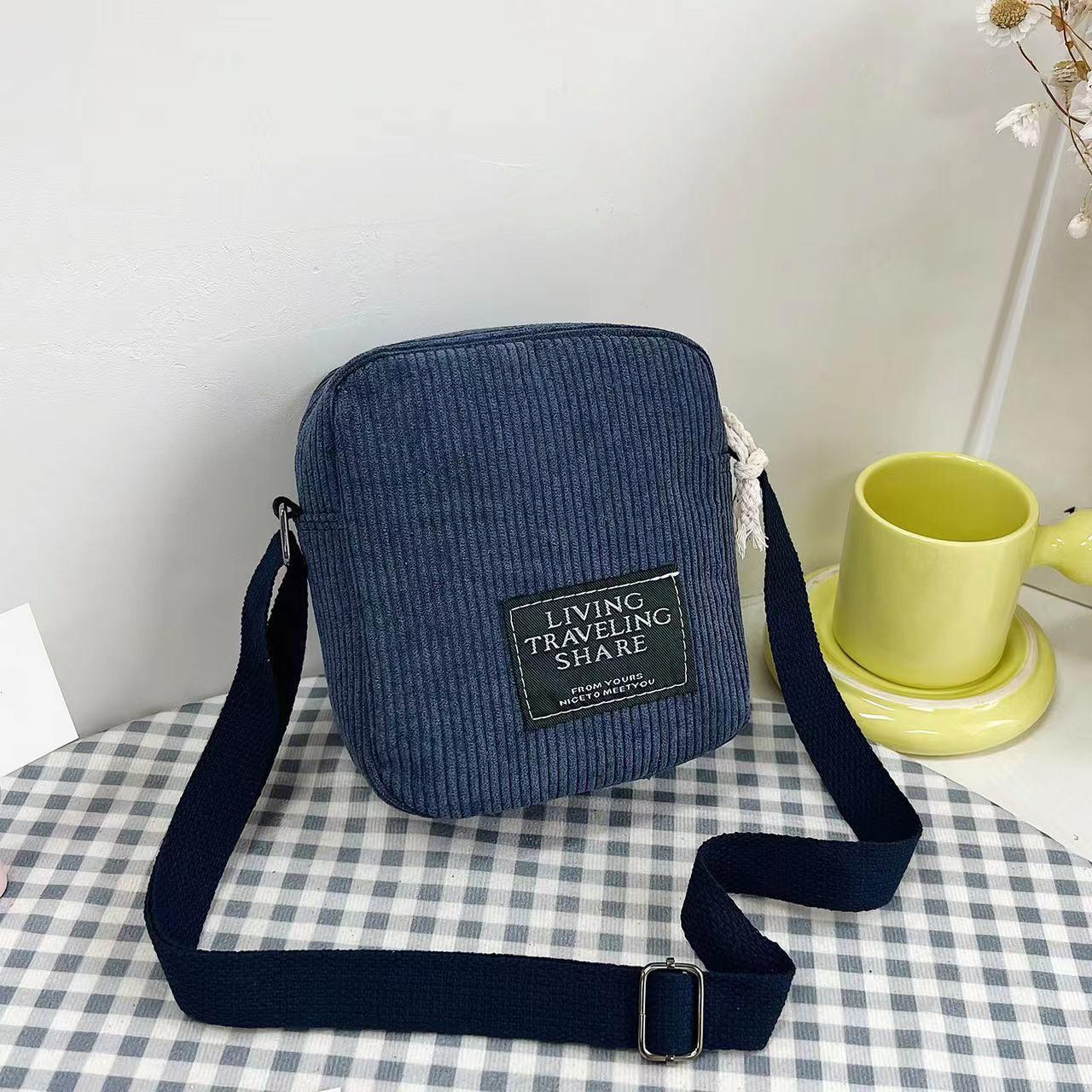 

Модные однотонные мягкие вельветовые сумки на плечо, женские уличные портативные ретро туалетные принадлежности, сумки через плечо для хранения помады и наушников темно-синий