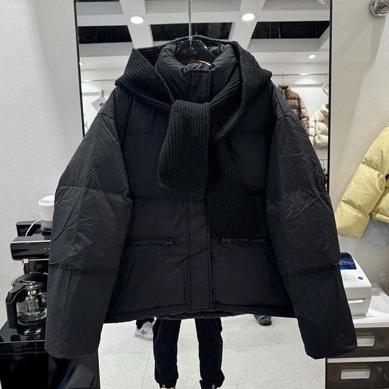 Winter Women's Fashion Short Cotton Clothes Stand-up Collar Small Scarf Warm Jacket Suit Trend