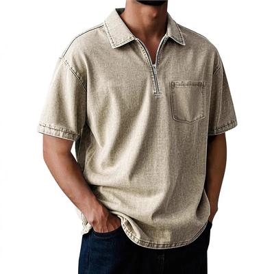 Letnie bawełniane koszulki polo dla mężczyzn, casualowe, z krótkim rękawem, zapinane na guziki, z kołnierzykiem polo, wygodne, w stylu vintage, amerykańskie koszulki topy
