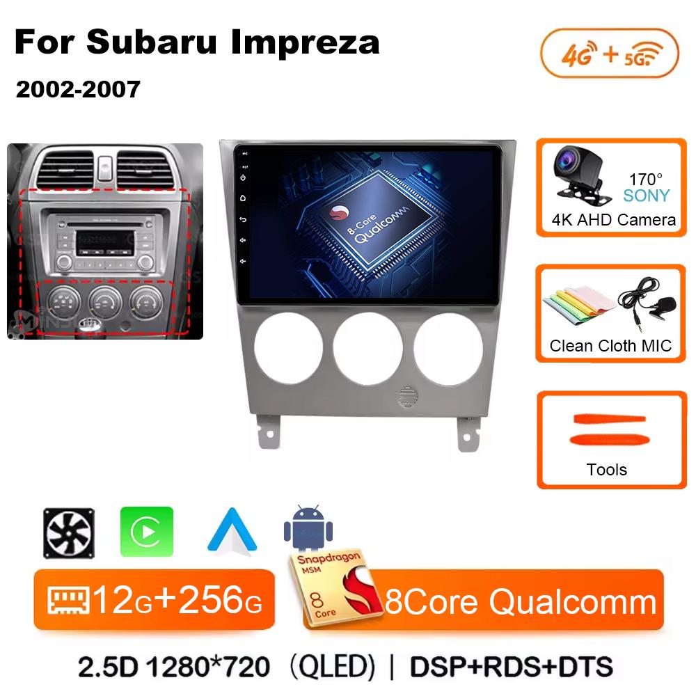 Android 14 For Subaru Impreza GD GG 2002 - 2007 Qualcomm Car Radio Multimedia Player Stereo Navigation GPS Wireless Carplay Auto