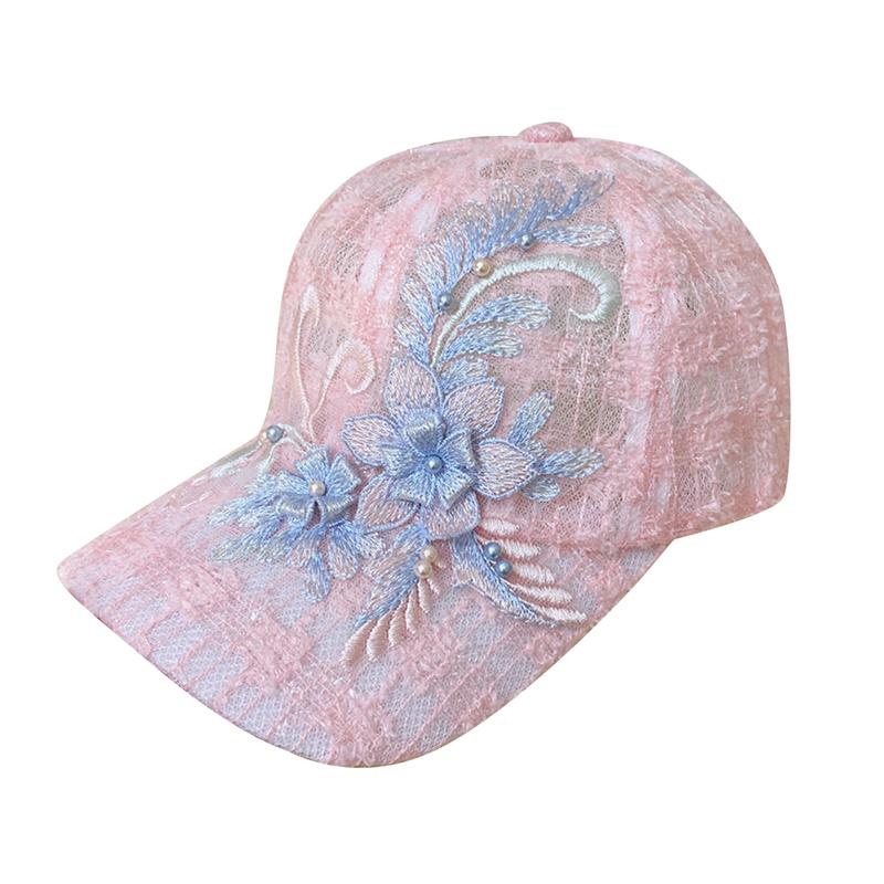 Letní krajkové květiny Prodyšná venkovní sportovní sluneční clona pro ženy muže Módní klobouk Nastavitelná baseballová čepice
