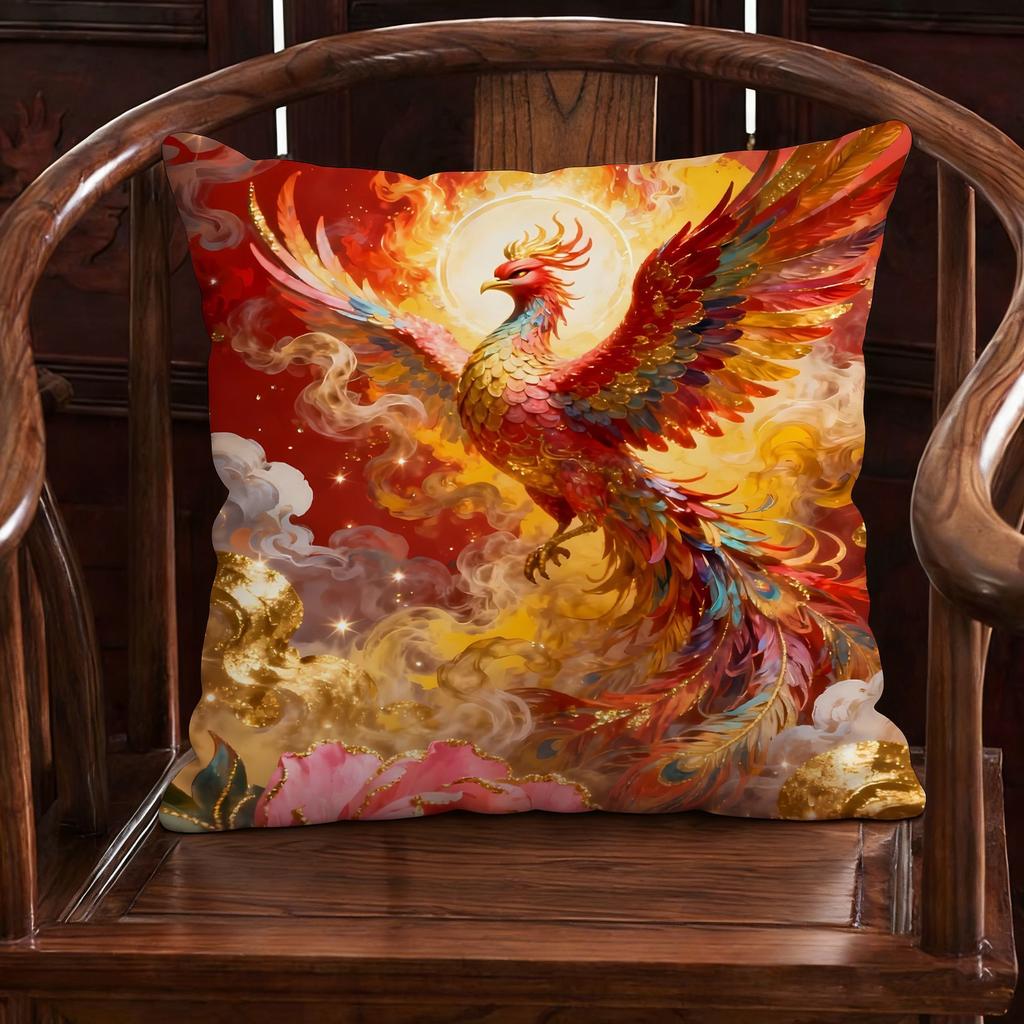 New Chinese Style Phoenix Pillow Living Room Sofa Decorative Piece Good Luck Bedroom Carriage Moving Gift Long Rectangle Plus...
