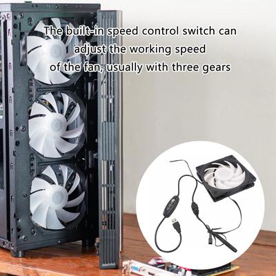 Computer Fan Adapter Cable USB 5V To 12V Fan Cable with Adjustable Speed for PC Case Cooling and More Applications