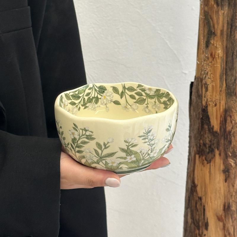 ins retro style ceramic rice bowl 2025 new home high-value tableware set housewarming new wedding gift