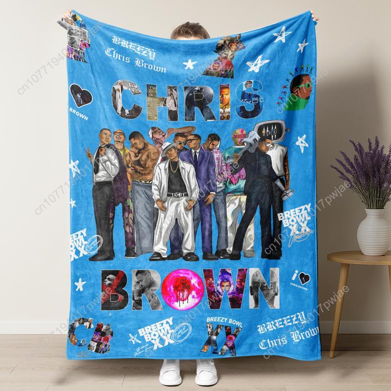 Creative Homewares Unisex Brown Chris Blanket Album Cover For Fans Warm Cozy Flannel Blankets 90S Hip Hop Rapper Throw Merch For Home Custom Blankets