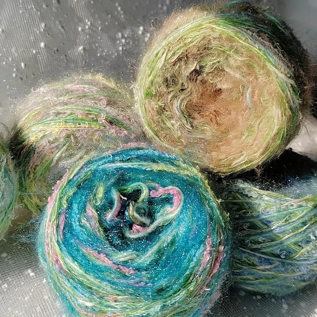 50g Sparkling Hair Gradient Mixed Yarn,multiple Strands Soft Fancy Mixed,DIY Hats,bags,woven Crocheted Dolls,hand Account Yarn