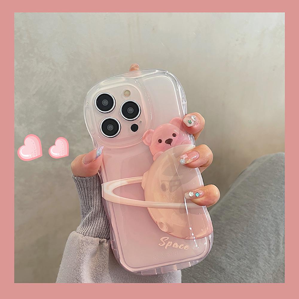 Süße Bär Cartoon Raum stoßfeste Stoßstange transparente Handytasche für Iphone 14 13 12 11 Pro Max weiche Silikon klar hintere Abdeckung