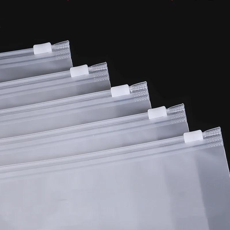 50pcs Clothing Zipper Packaging Bag One Side Frost One Side Clear PE Pull Lock Plastic Storage Bag Thick Clothes Pack Bags