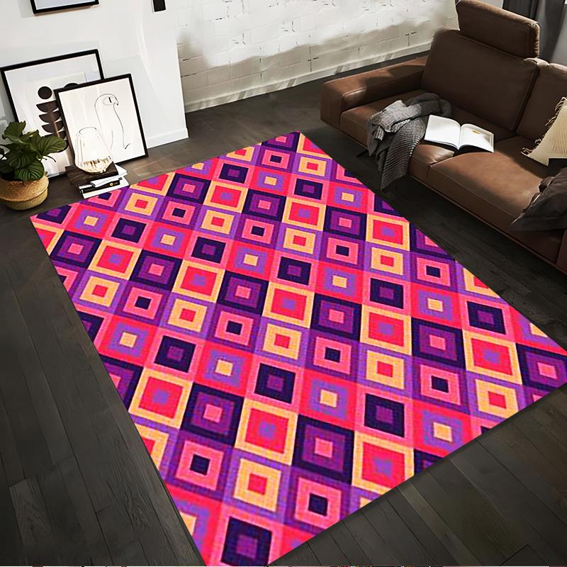 

Colorful Geometric Diamond-Pattern Carpet - Bohemian Style Home Decor Suitable for use as an anti-slip for living room bedroom sofas 40x60cm( 15x23in )