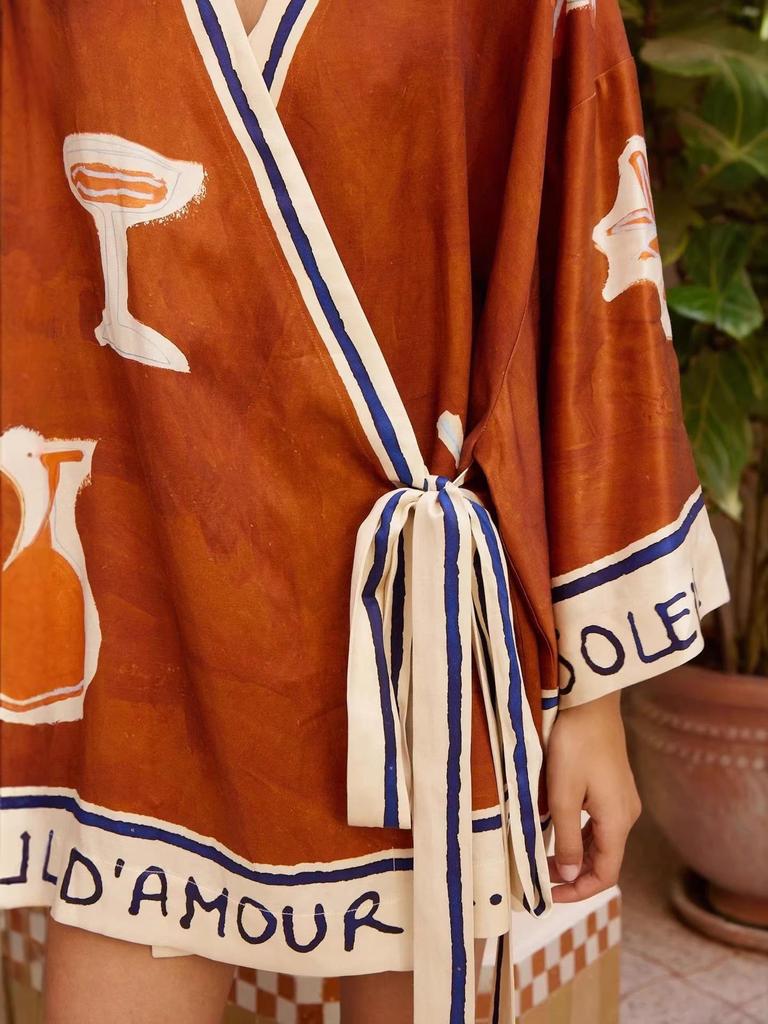 2026 European & American Linen Casual Dress - Fashion Print