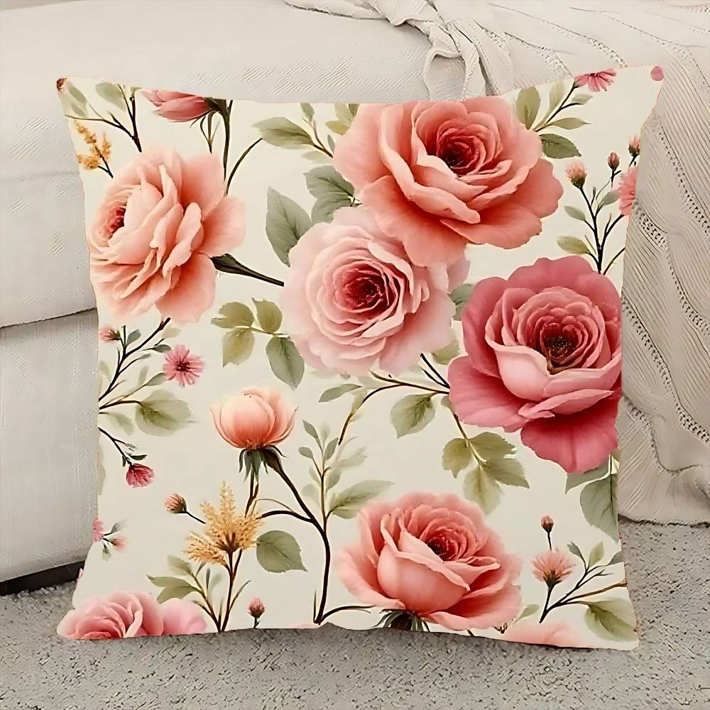 Elegant Floral Decoration Pillow Case Elegant Couple Home Living Room Bedroom Decorative Rectangle Pillowcase Sofa Cushion Cover