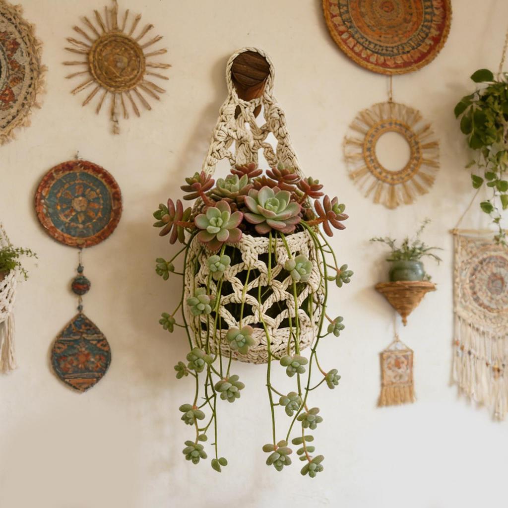 Neuer handgefertigter Boho Tropfen Wandkorb für Obst Gemüse Blumentopf Innen Außen Dekor Langlebig Zwiebeln Hängekörbe
