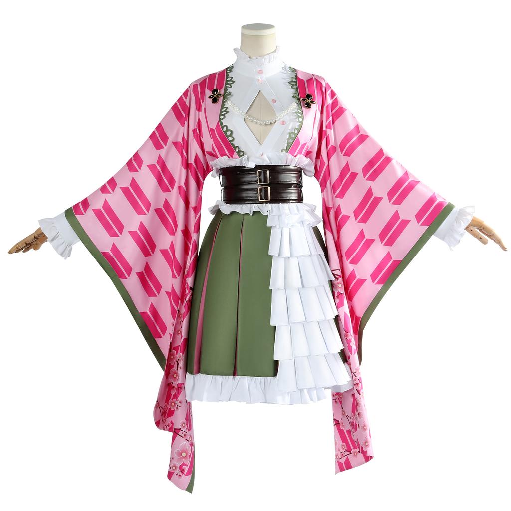 Kanroji Mitsuri Women's Cosplay Costume Set with Wig And Belt Anniversary Adult Anime Outfit for Halloween And Cosplay Events