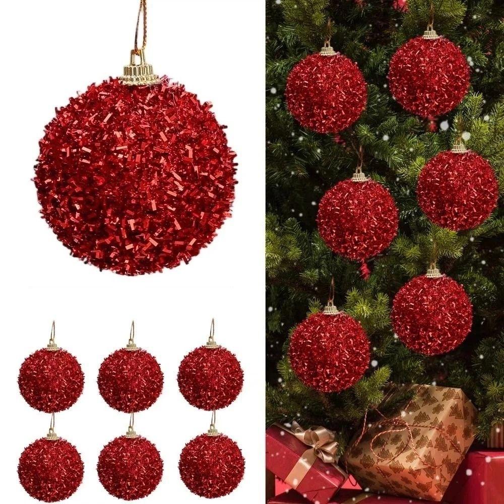 6 Stück 6 cm Weihnachtskugeln, Christbaumkugeln, Geschenkkugeln, Christbaumschmuck, DIY-Anhänger zum Aufhängen, Weihnachtsdekorationen