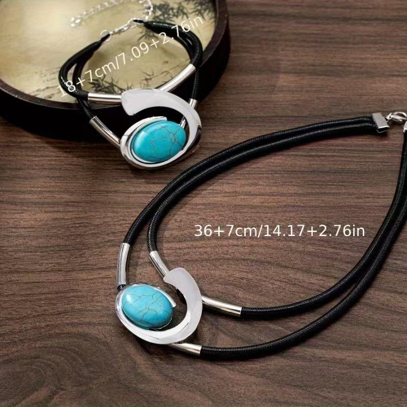 

Модный комплект ювелирных изделий в стиле бохо, ожерелье и браслет для женщин one size