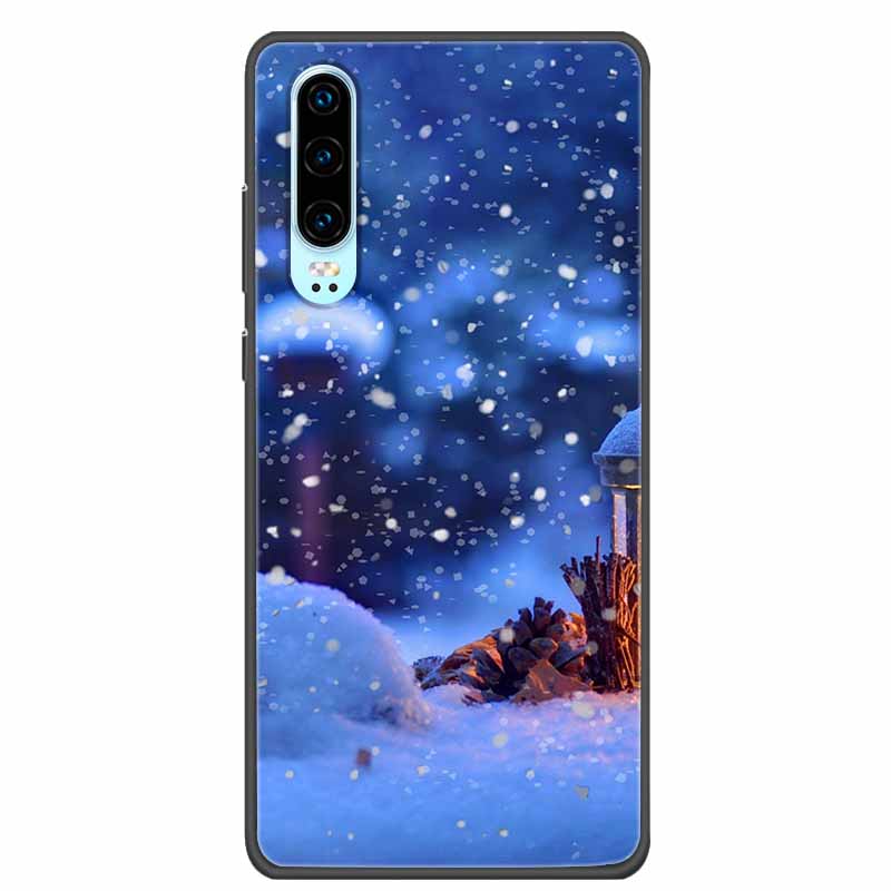 Christmas Phone Cases For Huawei P30 Pro P30 lite Case Black Silicone TPU Soft Cover For Huawei P30 Pro Santa Claus Bumper Funda