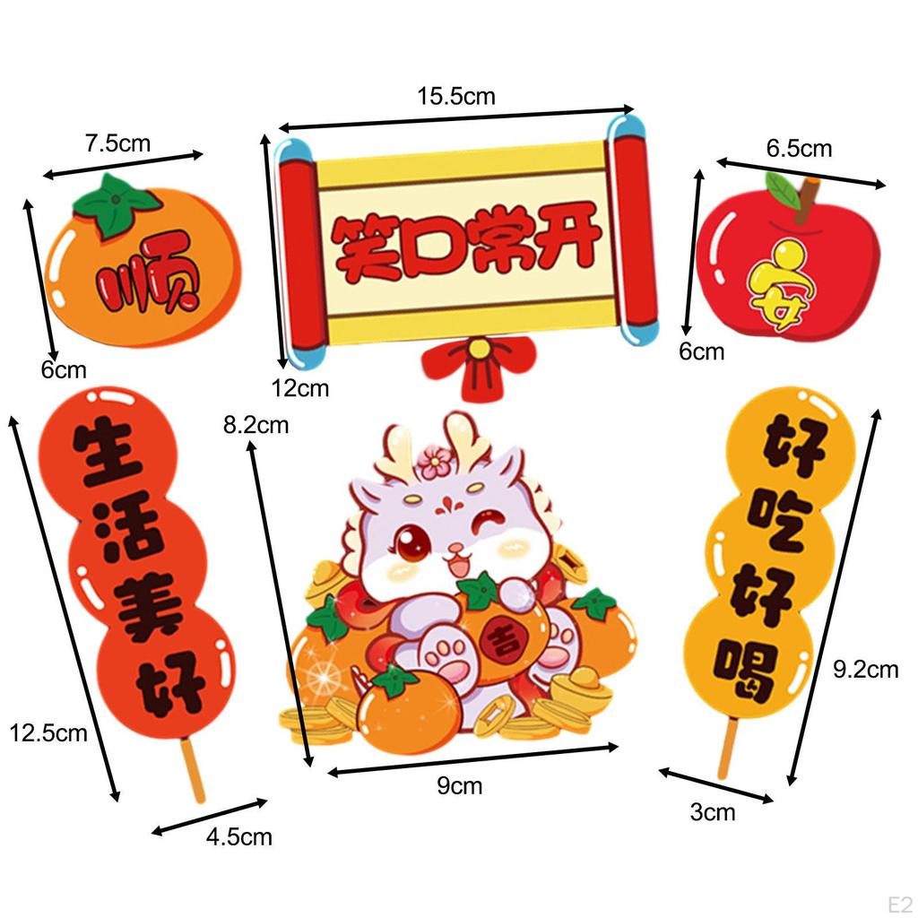 6x Chinese Year Refrigerator Magnets 3D for Home Kitchen Party Supplies