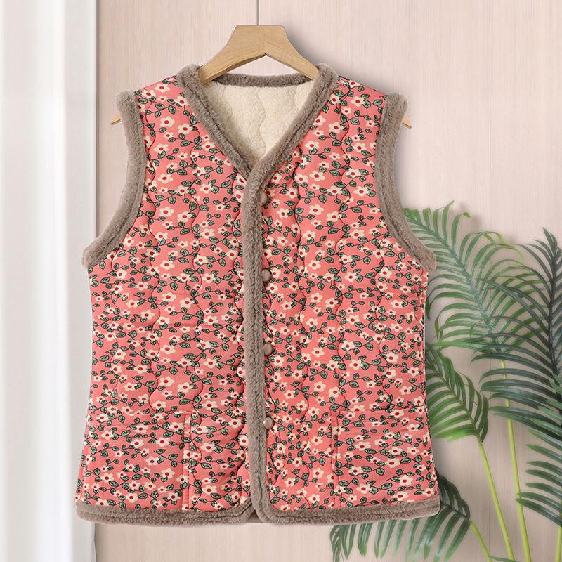 

Мамин жилет с цветочным принтом и флисовой подкладкой: Маленькая хлопковая безрукавка для тепла осенью/зимой, в стиле принцессы 4XL (Suggest 60-67.5 kg) светло-розовый