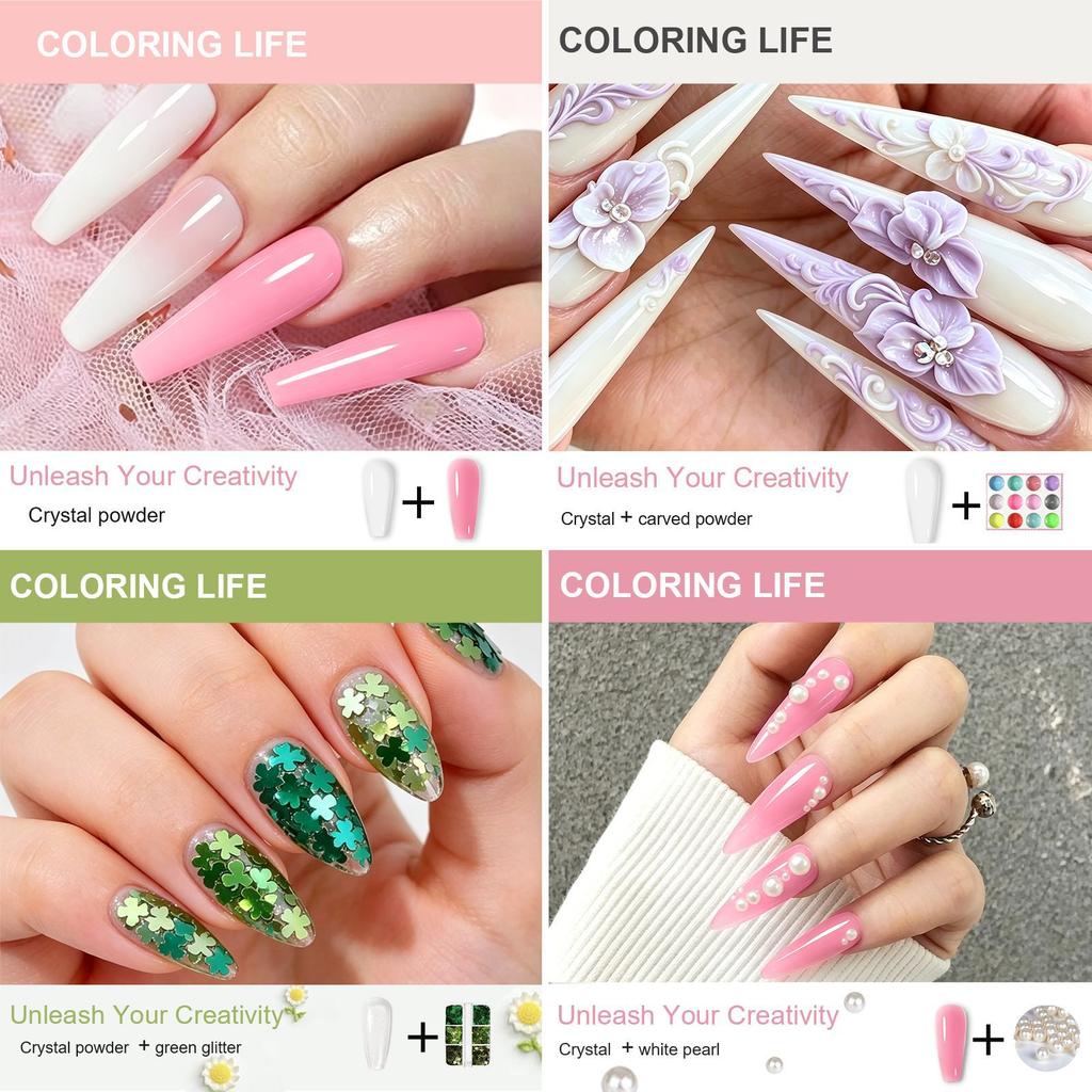 Acrylic Powder Kit with Nail Lamp, UV/LED Lamp, Nail Art Powder & Tools for Beginners Professionals