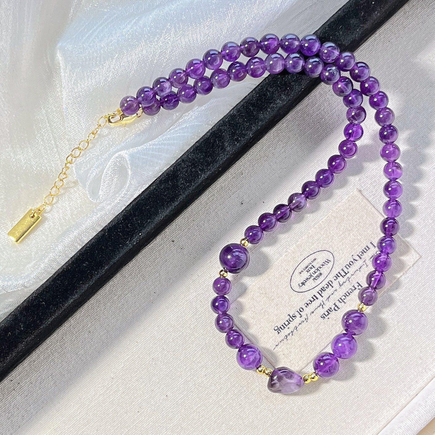 Natural Amethyst Design Clavicle Chain Necklace
