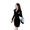 Hepburn Style Women's High-End Waist-Cinched Slimming Dress with Lapel, Perfect for Spring and Autumn.