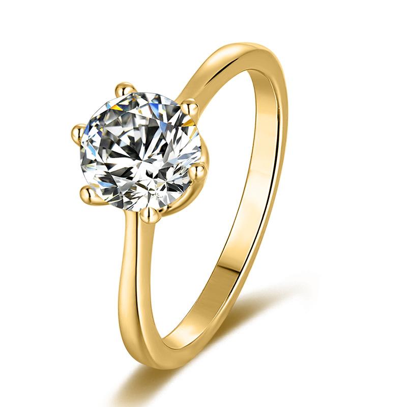 Versatile S925 Sterling Silver Inlaid 1 Carat Moissanite Wedding Ring Single Six-Claw Round Mozzarella Ring