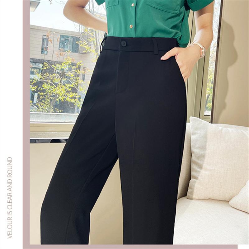 Spring Autumn Fashion Elegant Slim Fit High Waist Straight Trousers Femal Business Pencil Pants Fashion Solid Pant Women Classic