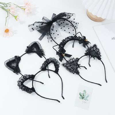Spitzen-Haarreif mit Katzenohren für Damen und Mädchen, ideal für Maskenball, Kostümpartys und Cosplay