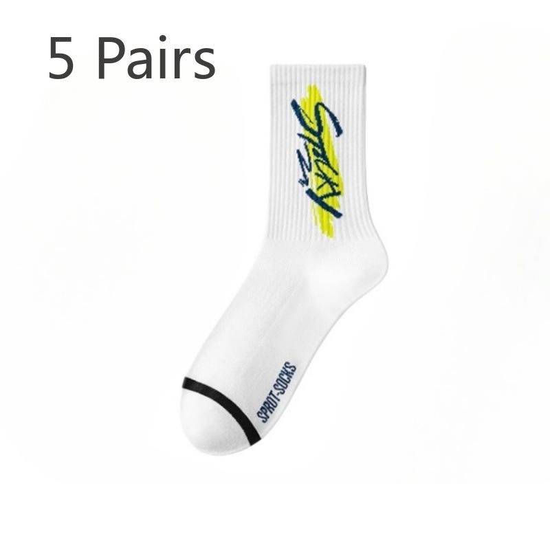 

5 пар мужских летних тонких новых хлопковых носков, впитывающих пот, дышащих, трубчатых носков 5 Pairs белый