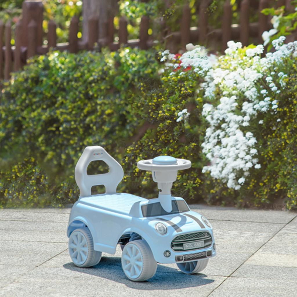 Foot To Floor Ride On Car Sliding Car W/ Air Horn, Anti-Over-Backwards, 18 To 36 Months - Light Blue