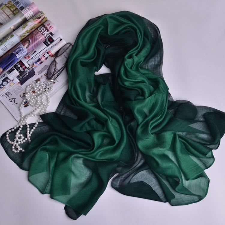 Season Solid Color Gradual Change Color Mulberry Silk Silk Scarf Women, Color Matching Women'S Scarf Shawl Yarn Beach Towel
