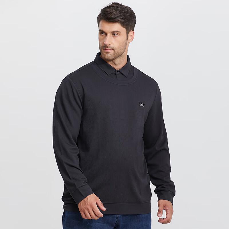 Dibenze Herren Übergröße Faux Layered Polo Sweatshirt