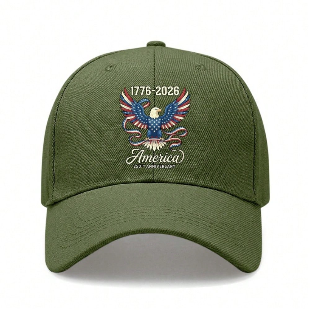 [Patriotic Baseball Cap] 250Th Anniversary Eagle Print Polyester Adjustable Unisex Breathable Lightweight Sun Protection Curved Brim Outdoor Sports